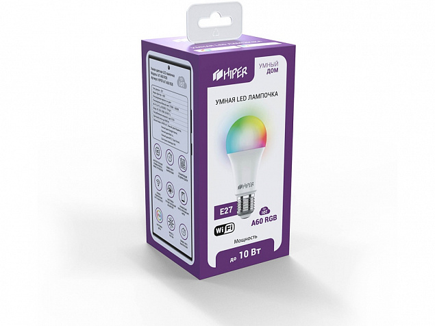 Умная лампочка HIPER IoT A60 RGB с логотипом  заказать по выгодной цене в кибермаркете AvroraStore