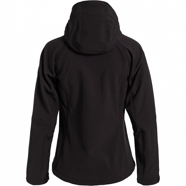 Куртка женская Hooded Softshell черная с логотипом  заказать по выгодной цене в кибермаркете AvroraStore