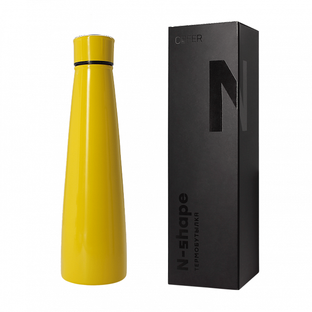 Термобутылка для напитков N-shape (желтый) с логотипом  заказать по выгодной цене в кибермаркете AvroraStore