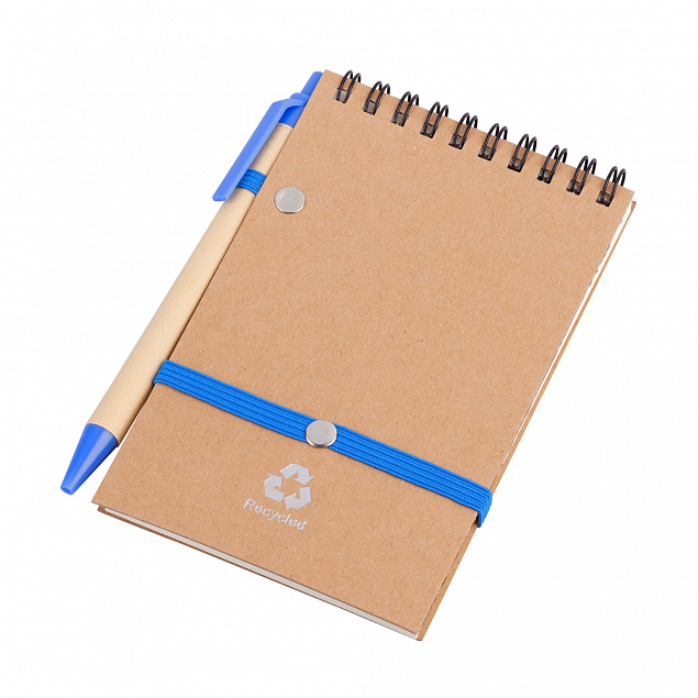 Блокнот с ручкой "Papyrus", синий с логотипом  заказать по выгодной цене в кибермаркете AvroraStore