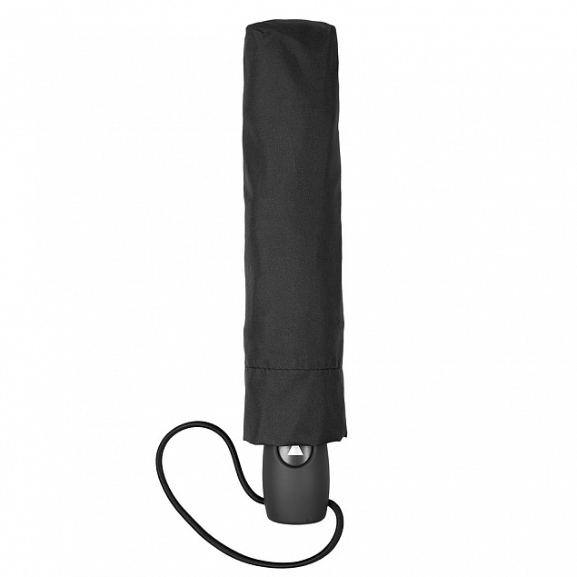 Зонт складной Comfort, черный с логотипом  заказать по выгодной цене в кибермаркете AvroraStore