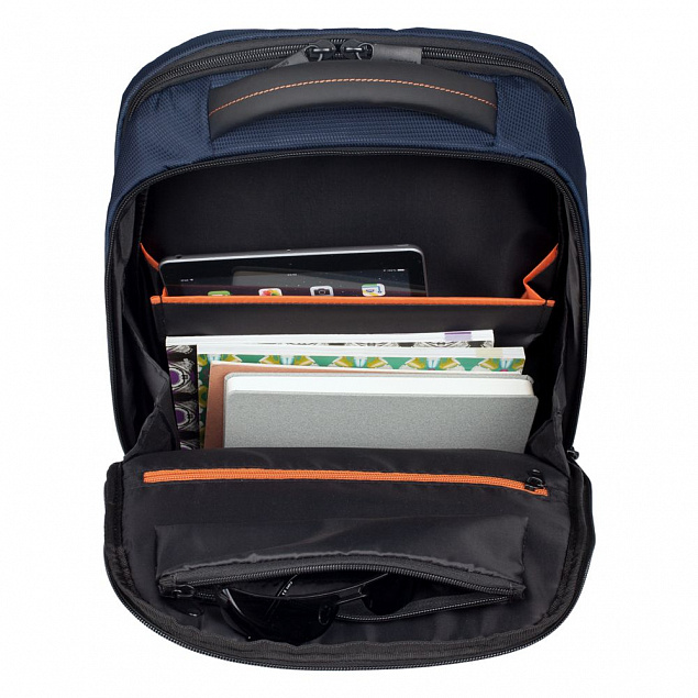 Рюкзак для ноутбука Qibyte Laptop Backpack, синий с черными вставками с логотипом  заказать по выгодной цене в кибермаркете AvroraStore