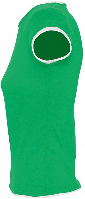 Футболка женская MOOREA 170, ярко-зеленая с белой отделкой с логотипом  заказать по выгодной цене в кибермаркете AvroraStore