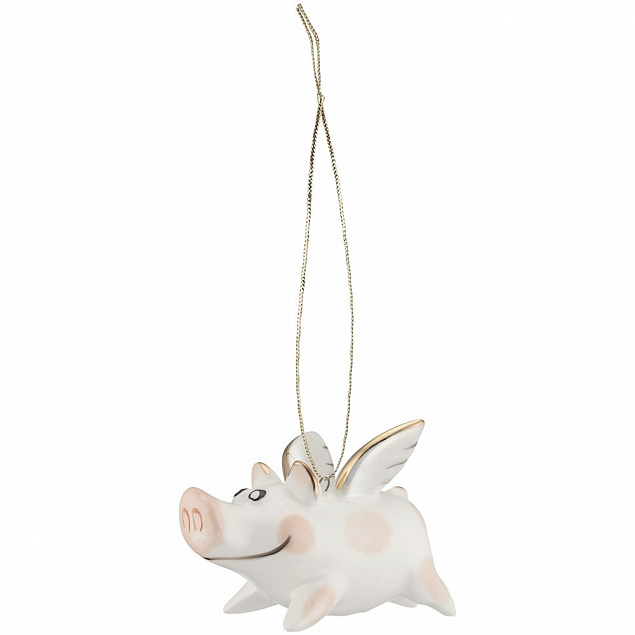Фарфоровая елочная игрушка Piggy Wingy с логотипом  заказать по выгодной цене в кибермаркете AvroraStore