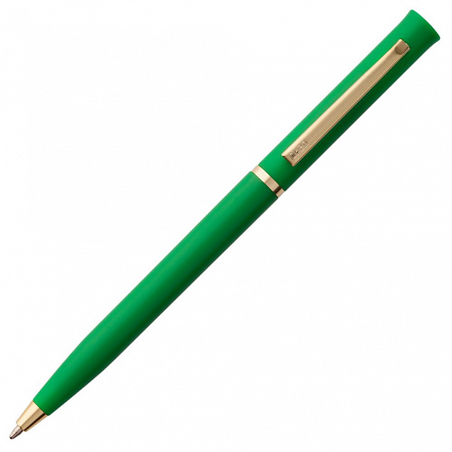 Ручка шариковая Euro Gold, зеленая с логотипом  заказать по выгодной цене в кибермаркете AvroraStore