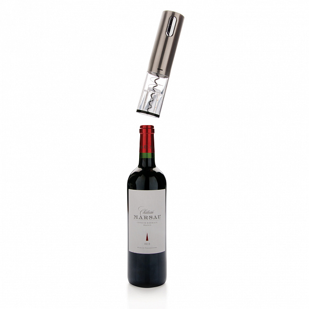 Электрический винный штопор со встроенным аккумулятором, серый с логотипом  заказать по выгодной цене в кибермаркете AvroraStore