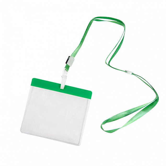 Ланъярд с держателем для бейджа; зеленый; 11,2х0,5 см; полиэстер, пластик; тампопечать, шелкогр с логотипом  заказать по выгодной цене в кибермаркете AvroraStore