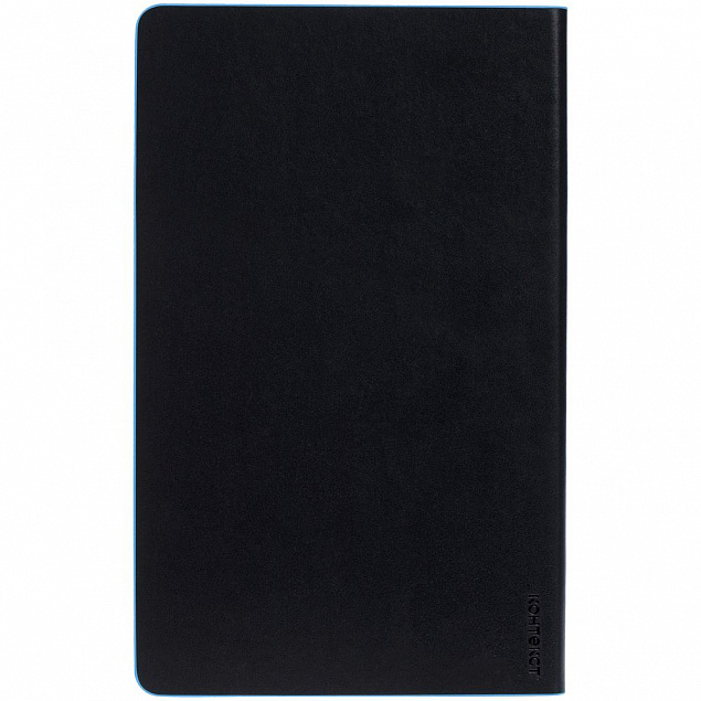 Ежедневник Trait, недатированный, черный с голубым с логотипом  заказать по выгодной цене в кибермаркете AvroraStore