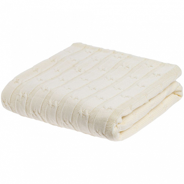 Плед Trenza, молочно-белый с логотипом  заказать по выгодной цене в кибермаркете AvroraStore