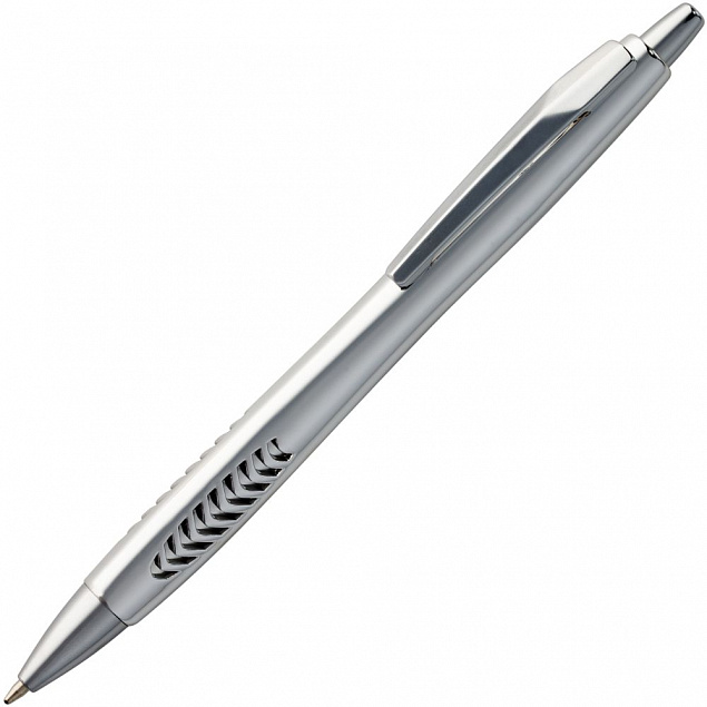 Ручка шариковая Barracuda, серебристая с логотипом  заказать по выгодной цене в кибермаркете AvroraStore