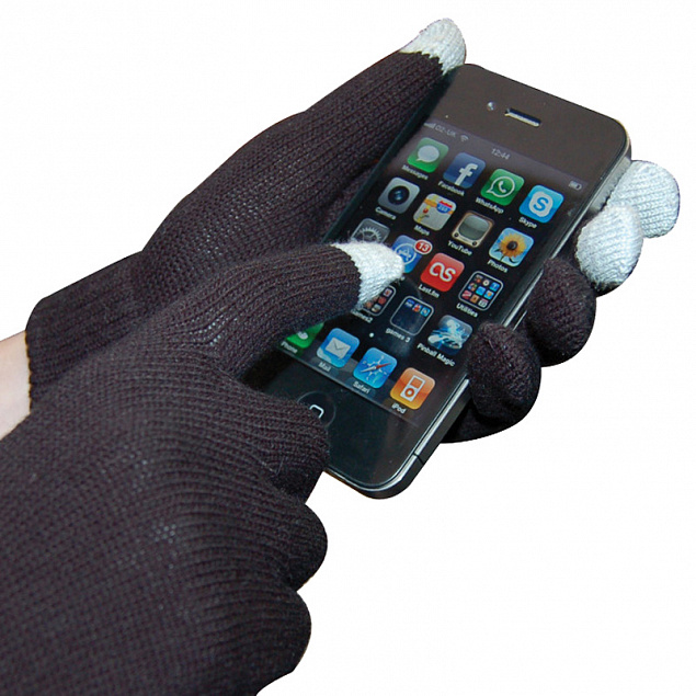 Перчатки мужские для работы с сенсорными экранами, синие с логотипом  заказать по выгодной цене в кибермаркете AvroraStore