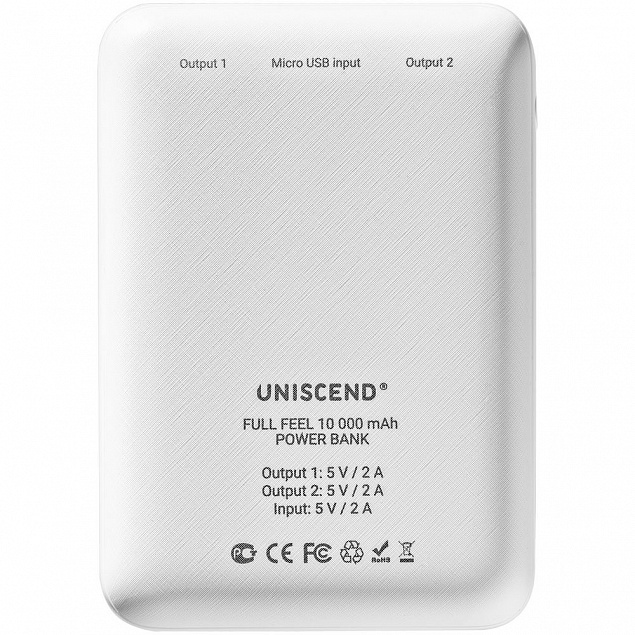 Внешний аккумулятор Uniscend Full Feel 10000 mAh с индикатором заряда, белый с логотипом  заказать по выгодной цене в кибермаркете AvroraStore