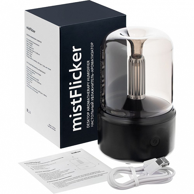 Увлажнитель-ароматизатор с подсветкой mistFlicker, черный с логотипом  заказать по выгодной цене в кибермаркете AvroraStore