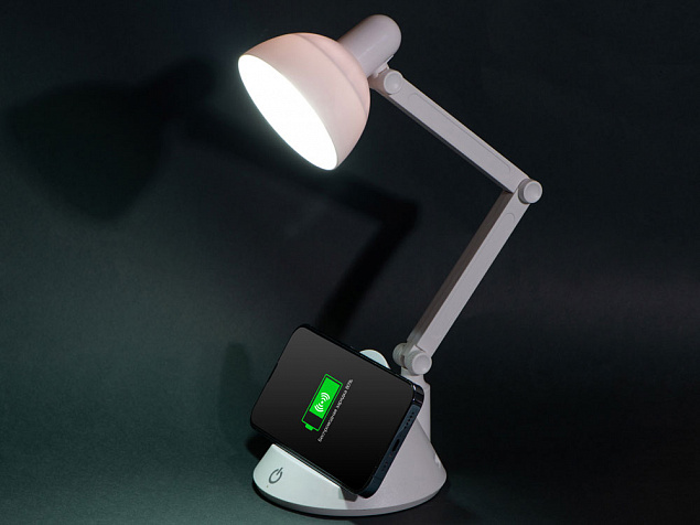 Настольный светильник с функцией беспроводной зарядки «Bendy», 5 Вт с логотипом  заказать по выгодной цене в кибермаркете AvroraStore