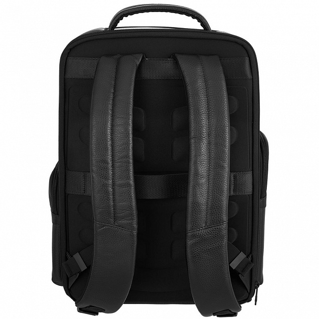 Кожаный рюкзак для ноутбука Santiago, черный с логотипом  заказать по выгодной цене в кибермаркете AvroraStore