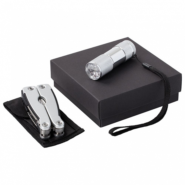 Набор Handmaster: фонарик и мультитул, серебристый с логотипом  заказать по выгодной цене в кибермаркете AvroraStore