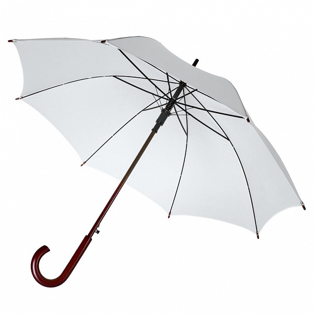 Зонт-трость Standard, белый с логотипом  заказать по выгодной цене в кибермаркете AvroraStore