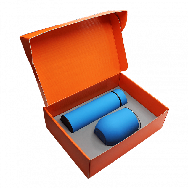 Набор Hot Box C (софт-тач) G, голубой с логотипом  заказать по выгодной цене в кибермаркете AvroraStore