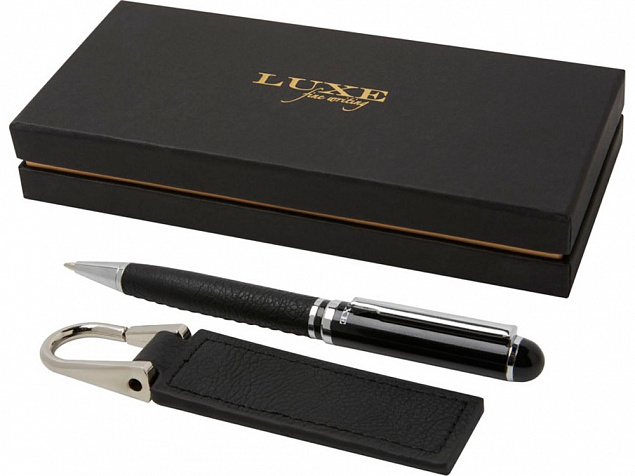 Verse Подарочный набор из шариковой ручки и брелока, черный с логотипом  заказать по выгодной цене в кибермаркете AvroraStore