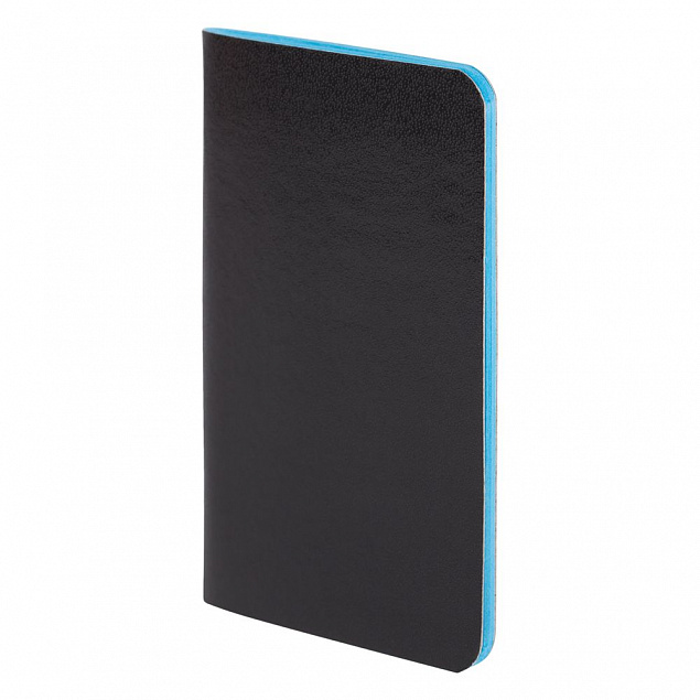 Блокнот Excentrica, черный с голубым с логотипом  заказать по выгодной цене в кибермаркете AvroraStore