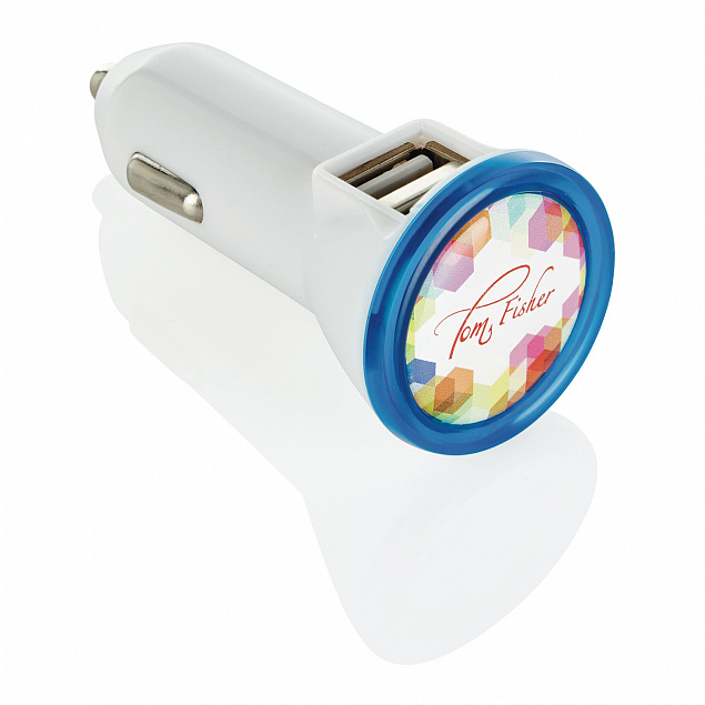 Мощное автомобильное зарядное устройство с 2 USB-портами с логотипом  заказать по выгодной цене в кибермаркете AvroraStore