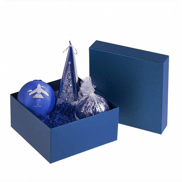 Коробка Satin, малая, синяя с логотипом  заказать по выгодной цене в кибермаркете AvroraStore