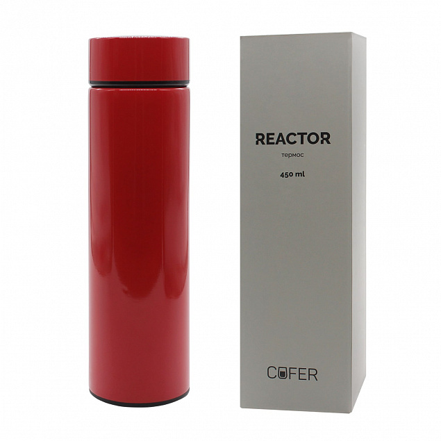Термос Reactor с датчиком температуры (красный) с логотипом  заказать по выгодной цене в кибермаркете AvroraStore