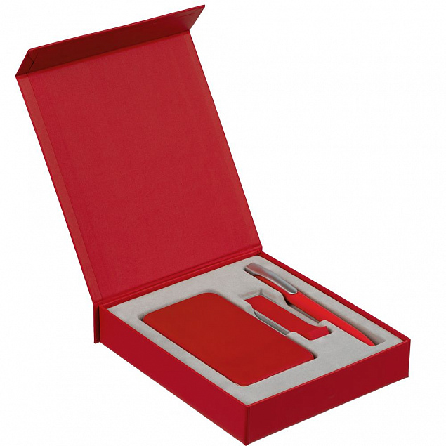 Коробка Latern для аккумулятора 5000 мАч, флешки и ручки, красная с логотипом  заказать по выгодной цене в кибермаркете AvroraStore
