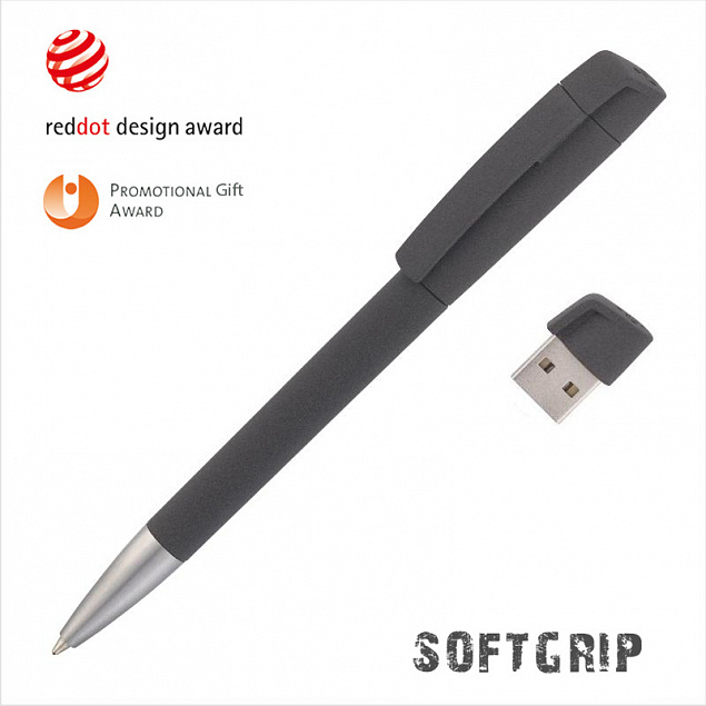 Ручка с флеш-картой USB 16GB «TURNUSsoftgrip M» с логотипом  заказать по выгодной цене в кибермаркете AvroraStore