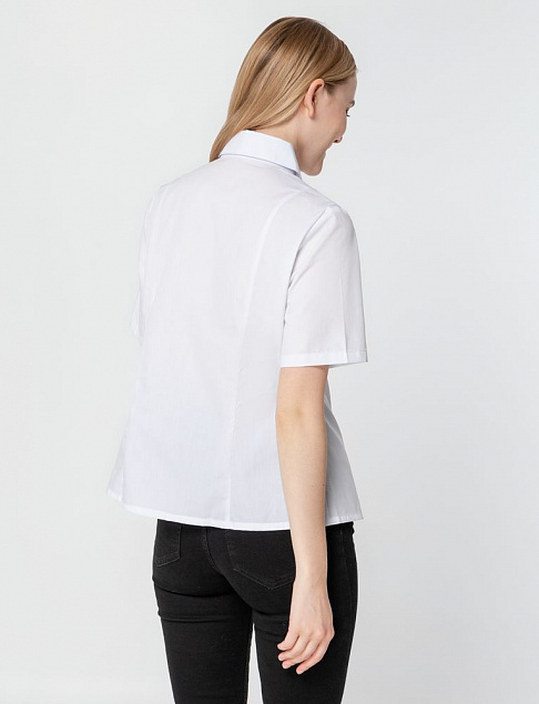 Рубашка женская с коротким рукавом Collar, белая с логотипом  заказать по выгодной цене в кибермаркете AvroraStore