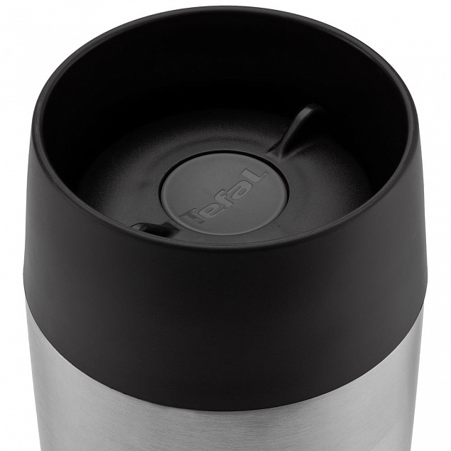 Термостакан Travel Mug, вакуумный, серебристый с логотипом  заказать по выгодной цене в кибермаркете AvroraStore