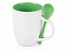 Кружка Авеленго с ложкой, зеленый с логотипом  заказать по выгодной цене в кибермаркете AvroraStore