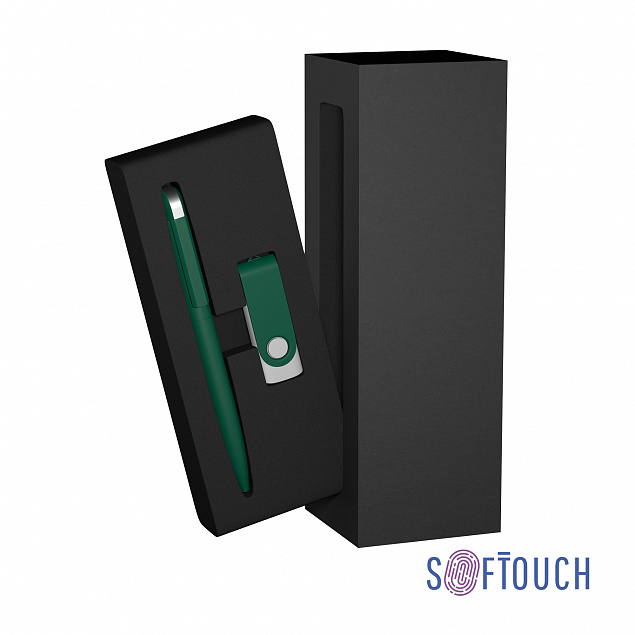 Набор ручка + флеш-карта 8 Гб в футляре, покрытие soft touch с логотипом  заказать по выгодной цене в кибермаркете AvroraStore