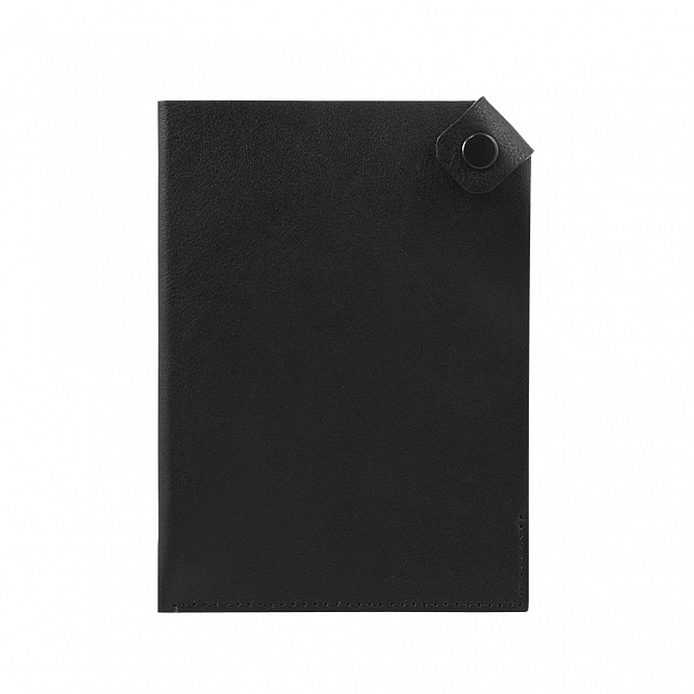 Чехол для паспорта PURE 140*90 мм., застежка на кнопке, натуральная кожа (гладкая), черный с логотипом  заказать по выгодной цене в кибермаркете AvroraStore