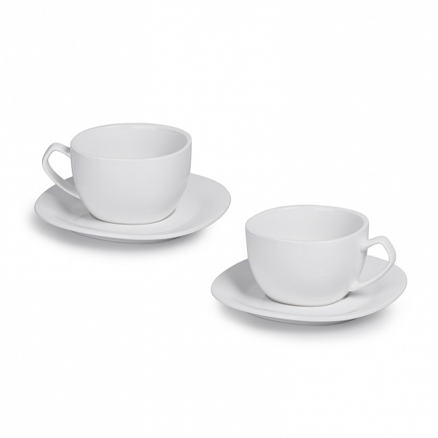 Набор чайный "Мгновение"на 2 персоны, белый с логотипом  заказать по выгодной цене в кибермаркете AvroraStore