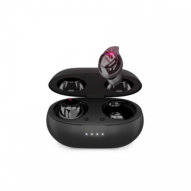 Наушники беспроводные с зарядным боксом HIPER TWS AURA, цвет черный  с логотипом  заказать по выгодной цене в кибермаркете AvroraStore