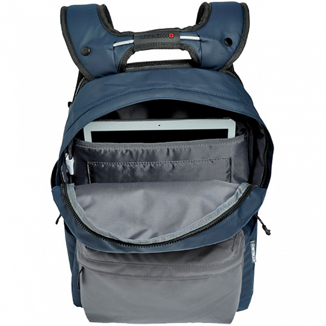 Рюкзак Photon с водоотталкивающим покрытием, голубой с серым с логотипом  заказать по выгодной цене в кибермаркете AvroraStore