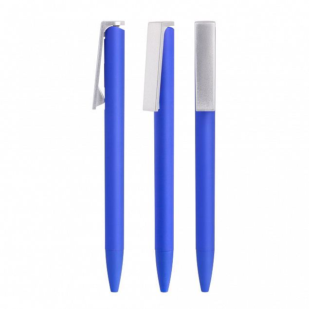 Ручка шариковая "Clive", синий, покрытие soft touch с логотипом  заказать по выгодной цене в кибермаркете AvroraStore
