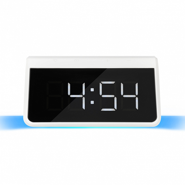 Настольные часы с беспроводной зарядкой 15W, Flame, белый цвет с логотипом  заказать по выгодной цене в кибермаркете AvroraStore