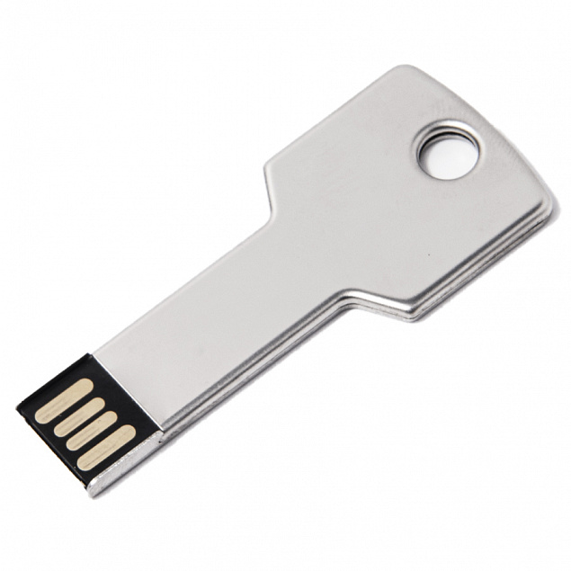 USB flash-карта KEY (16Гб), серебристая, 5,7х2,4х0,3 см, металл с логотипом  заказать по выгодной цене в кибермаркете AvroraStore