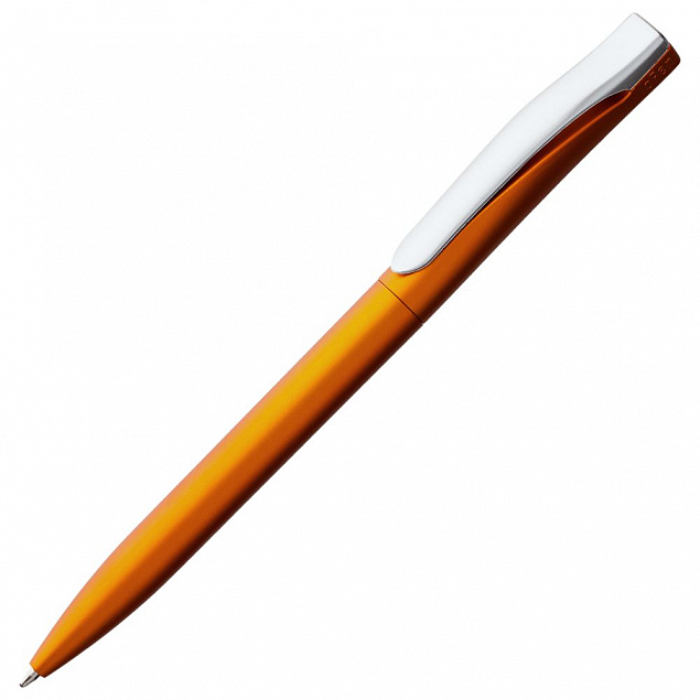 Ручка шариковая Pin Silver, оранжевая с логотипом  заказать по выгодной цене в кибермаркете AvroraStore
