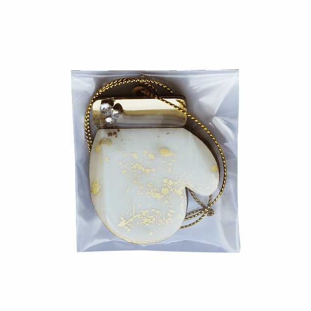 Ёлочная игрушка Варежка (белый с золотым ) с логотипом  заказать по выгодной цене в кибермаркете AvroraStore