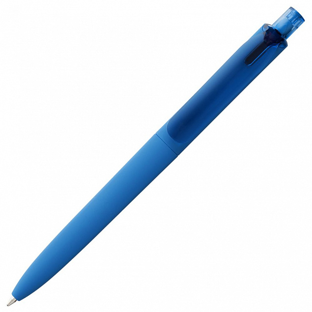 Ручка шариковая Prodir DS8 PRR-T Soft Touch, голубая с логотипом  заказать по выгодной цене в кибермаркете AvroraStore