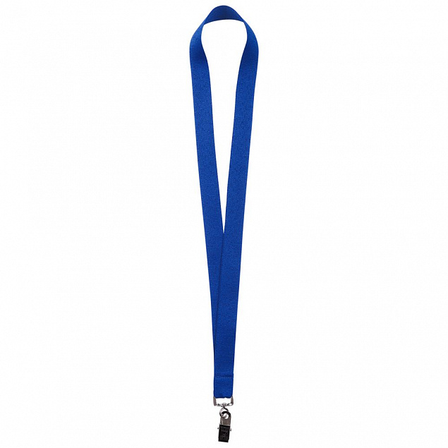 Лента для бейджа Neckband, синий с логотипом  заказать по выгодной цене в кибермаркете AvroraStore