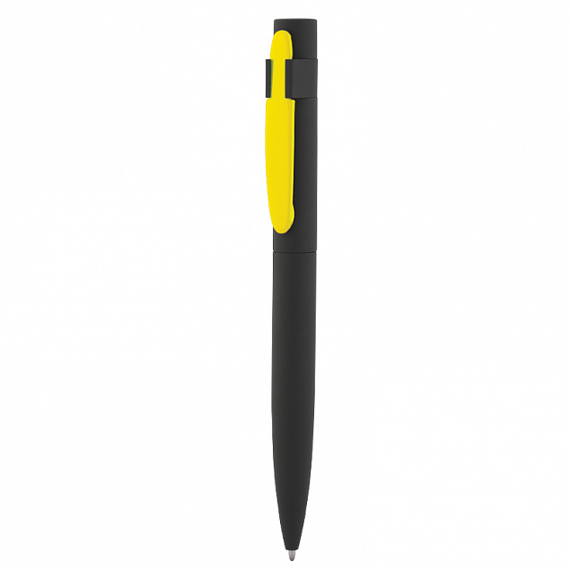 Ручка шариковая "Lip", черный/желтый, покрытие soft touch с логотипом  заказать по выгодной цене в кибермаркете AvroraStore