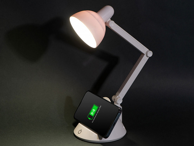 Настольный светильник с функцией беспроводной зарядки «Bendy», 5 Вт с логотипом  заказать по выгодной цене в кибермаркете AvroraStore