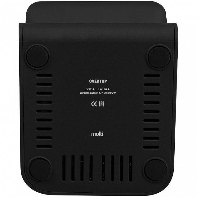 Быстрое беспроводное зарядное устройство Overtop, черное с логотипом  заказать по выгодной цене в кибермаркете AvroraStore