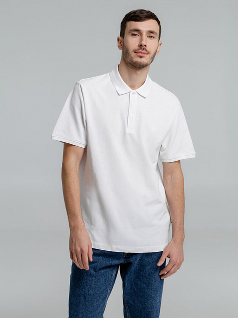Рубашка поло мужская Neptune, белая с логотипом  заказать по выгодной цене в кибермаркете AvroraStore