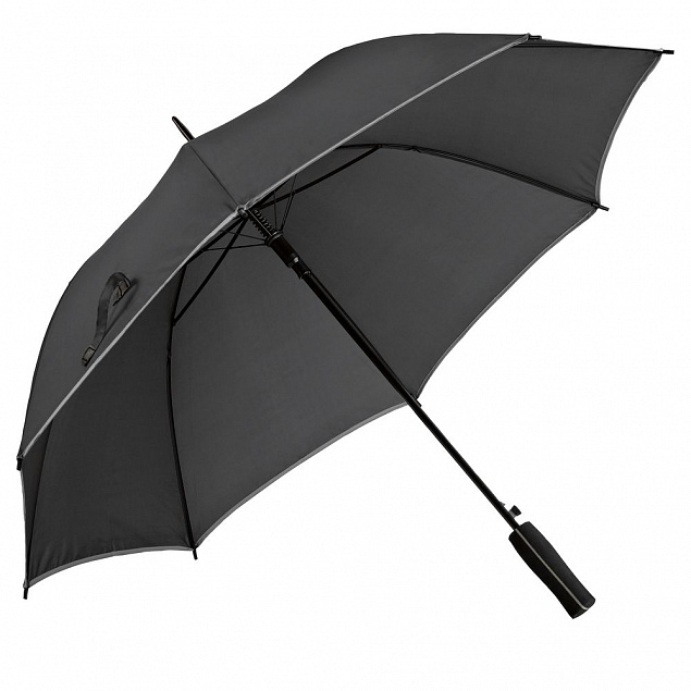 Зонт-трость Jenna, черный с серым с логотипом  заказать по выгодной цене в кибермаркете AvroraStore