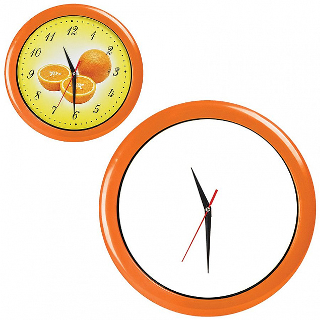 Часы настенные "ПРОМО" разборные ; оранжевый,  D28,5 см; пластик с логотипом  заказать по выгодной цене в кибермаркете AvroraStore
